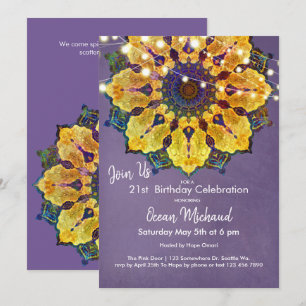 Invitación Mandalá Dorado   Mandala Moderno de Meditación, Pú