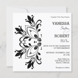 Invitación Mandala floral negra