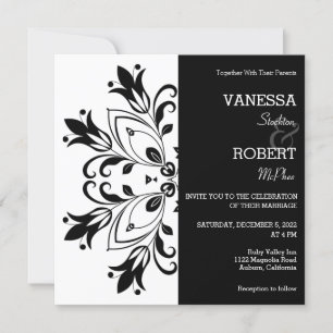 Invitación Mandala floral negra