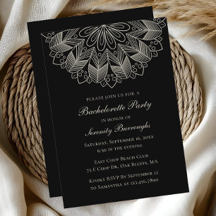 Invitación Mandala India Boho Negro Despedida de Soltera 