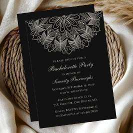Invitación Mandala Indian Boho Black Wedding Bachelorette