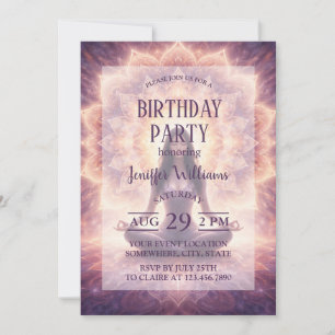 Invitación Mandalá Meditación Mujer Nombre Personalizado Bril