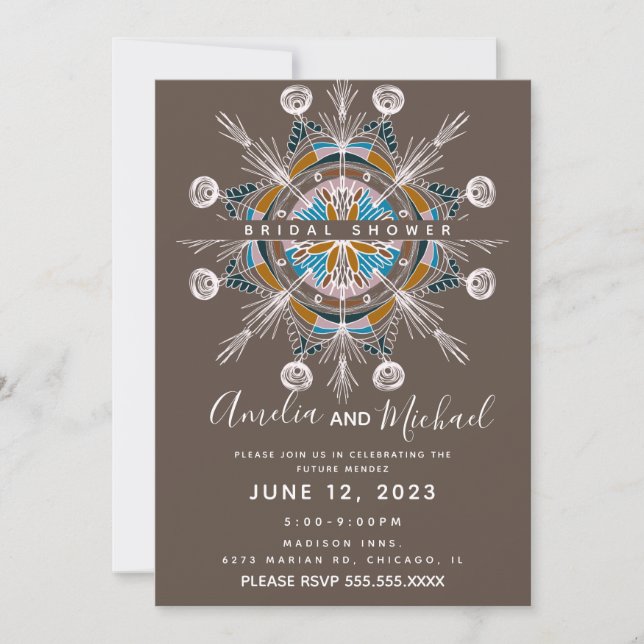Invitación Mandalá moderno dibujado a mano arte boho despedid (Anverso)