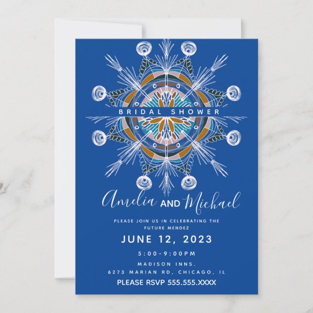 Invitación Mandalá moderno dibujado a mano Arte boho Despedid (Anverso)