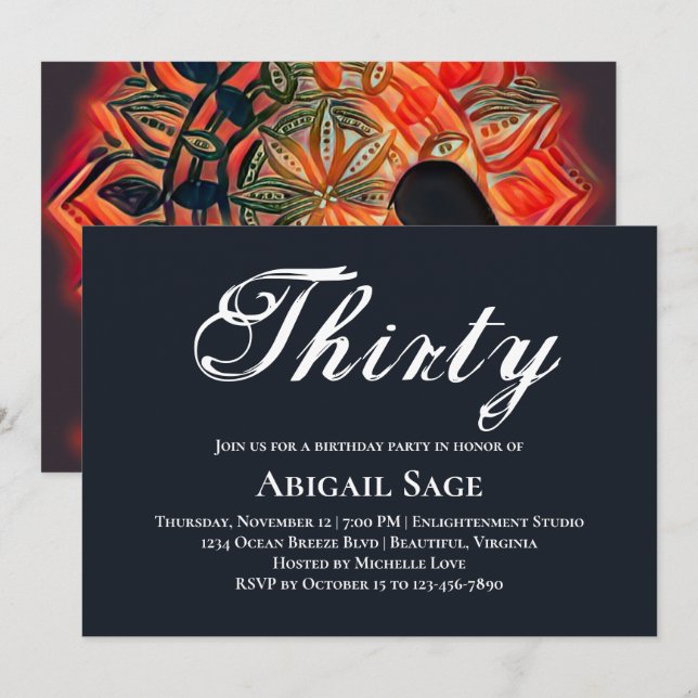 Invitación Mandala Red, Negro, Marrón Yoga Meditación Cumplea (Anverso / Reverso)