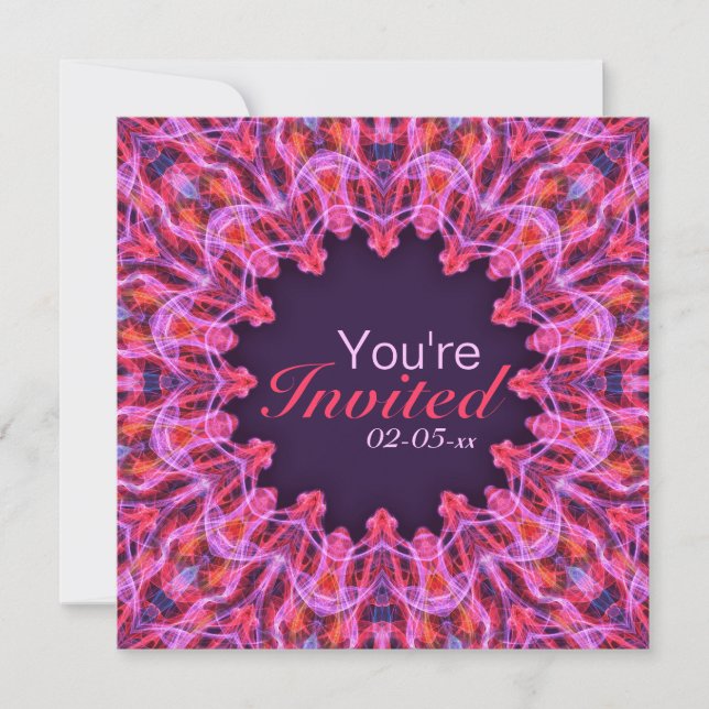 Invitación Mandala rosa caliente (Anverso)