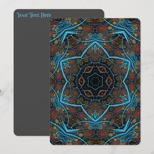 Invitación Mandala Rosette Boho Patrón de Dandy estilo bohemi (Anverso / Reverso)