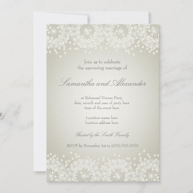 Invitación Mandala y Perlas | Cenas de ensayo de boda (Anverso)