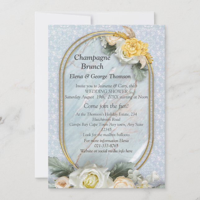 Invitación Mandalas azul claro, rosa y blanco inmaculados (Anverso)