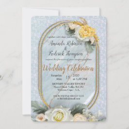 Invitación Mandalas azul claro, rosa y blanco inmaculados