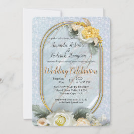 Invitación Mandalas azul claro, rosa y blanco inmaculados