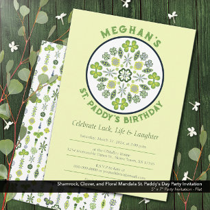 Invitación Mandalas de trébol Shamrock Fiesta de cumpleaños d