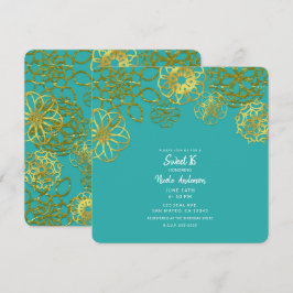 Invitación Mandalas Florales Dorados Dulces 16 Dieciséis Fies