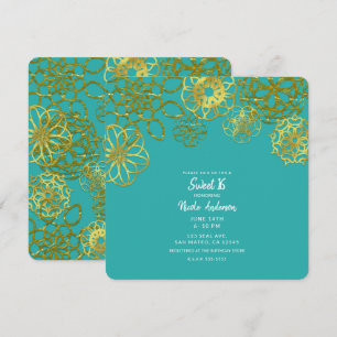 Invitación Mandalas Florales Dorados Dulces 16 Dieciséis Fies