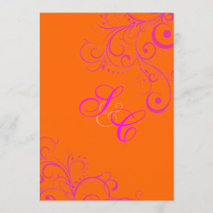 Invitación Mandarín Naranja + Hot PInk Florencia ornamental