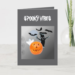 Invitación Mando iluminado por luna con fantasma y calabaza