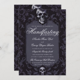 Invitación Manejo de cráneo floral gótico oscuro morado boho
