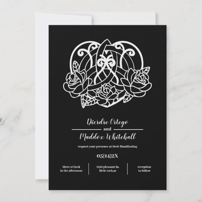 Invitación Manejo Floral Black Celtic Heart Knot (Anverso)