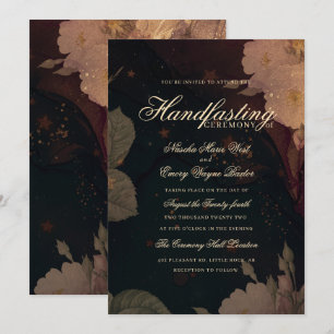 Invitación Manejo Floral Boho Boho Gótico Rojo oscuro