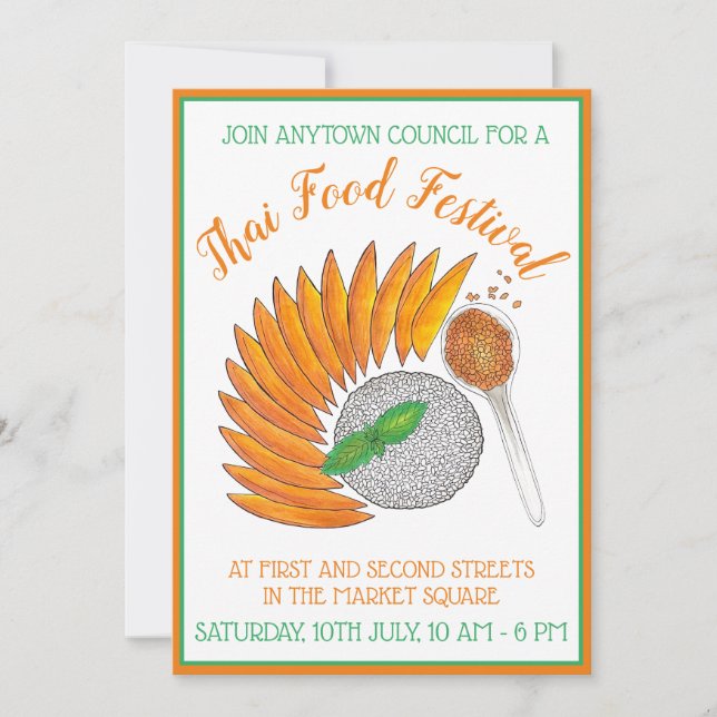 Invitación Mango Sticky Rice Thai Fiesta de cena (Anverso)