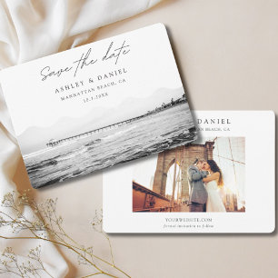 Invitación Manhattan Beach Black & White Photo Save the Date