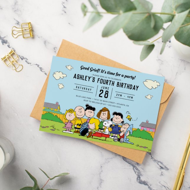 Invitación Maní | Cumpleaños de Charlie Brown y Gang (Subido por el creador)