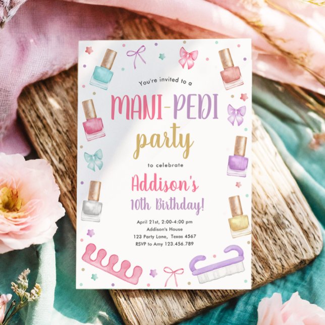 Invitación Mani-Pedi Party Manicure and Pedicure Bow Birthday (Subido por el creador)