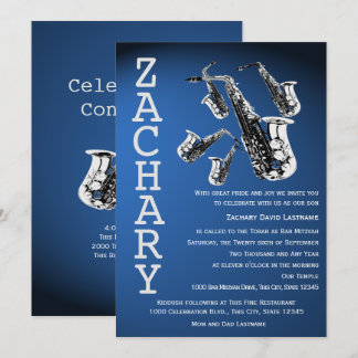 Invitación Manía saxofónica Música Bar Azul Mitzvah