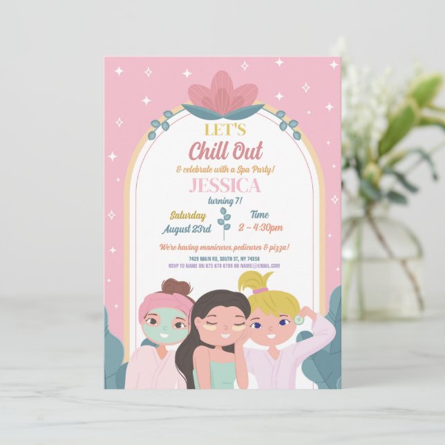Invitación Manicura de fiesta de cumpleaños del spa Chill Out (Anverso de pie)