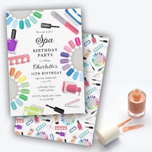 Invitación Manicura de uñas Pedicura Mani Pedi Chica Spa Cump