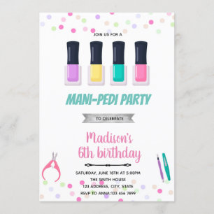 Invitación Manicura pedicura spa sueño cumpleaños