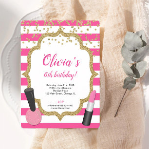 Invitación Manicura y pedicura de spa de cumpleaños para niña