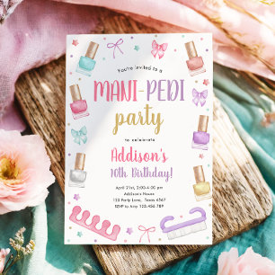 Invitación Manicura y Pedicura Fiesta Cumpleaños Arco de Mani