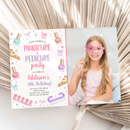 Invitación Manicure and Pedicure Bow Mani-Pedi Party Birthday