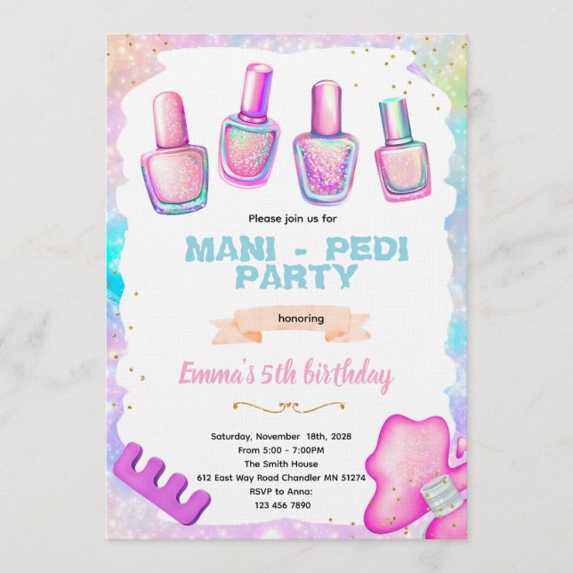Invitación Manicure pedicure spa party invitation (Anverso)