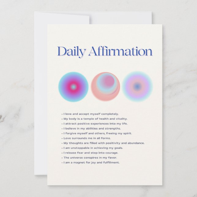 Invitación manifestación de afirmaciones diarias (Anverso)