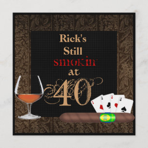 Invitación Manly MENS Cigarros de cumpleaños número 40,INVITA