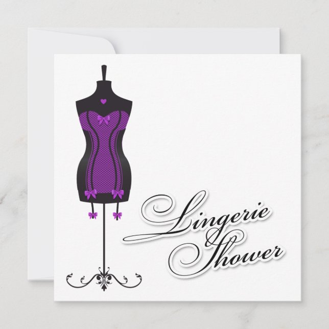 Invitación Mannequina de la lencería púrpura (Anverso)