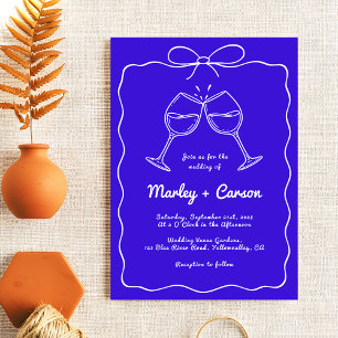 Invitación Mano astuta Leída Elegante Boda Azul Real