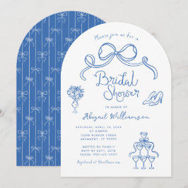 Invitación Mano azul blanca caprichosa de la ducha de novia