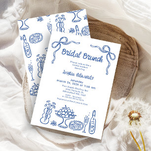 Invitación Mano azul caprichosa ducha Brunch de novia