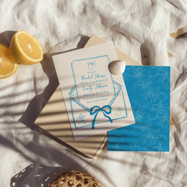 Invitación Mano azul caprichosa ducha de novia limón (Subido por el creador)