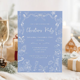 Invitación Mano azul caprichosa Fiesta a Navidades festivos