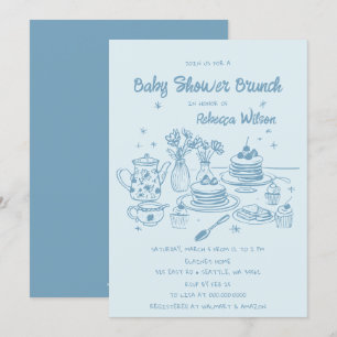 Invitación Mano azul caprichoso niño Baby Shower Brunch