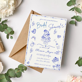 Invitación Mano azul de moda grita gribble Fun Bridal Shower