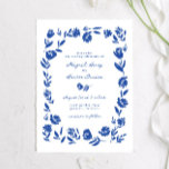 Invitación Mano azul dibujado Boda de borde de flor caprichos<br><div class="desc">Mano azul dibujada para la boda de la frontera de las flores caprichosas</div>
