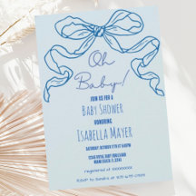 Mano azul retro caprichoso dibujado en Baby Shower