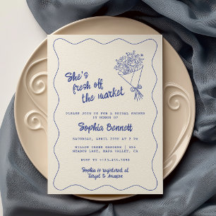 Invitación Mano azul sacada de la ducha de novia del mercado