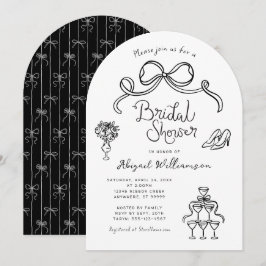 Invitación Mano blanca blanca y negra dibuja ducha de novia