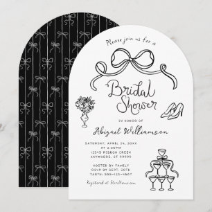 Invitación Mano blanca blanca y negra dibuja ducha de novia